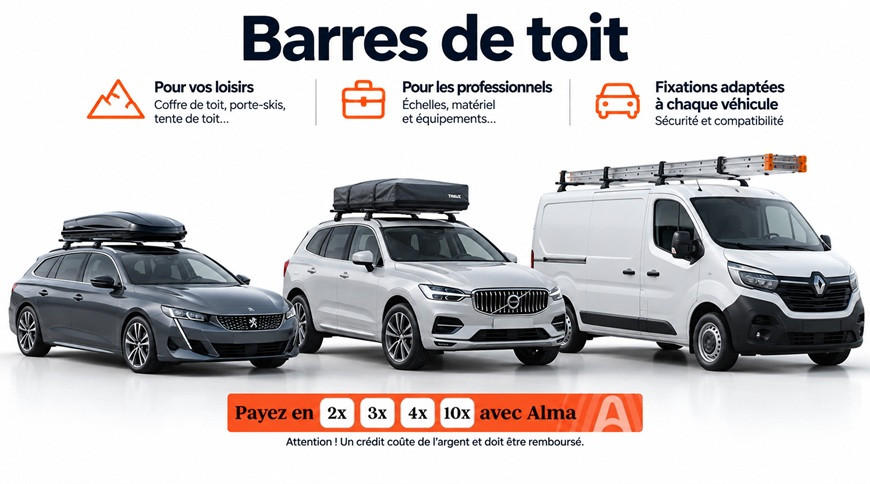 Barres de toit pour voitures, suv et utilitaires